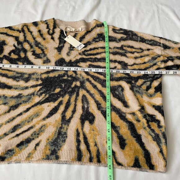 Gilded Intent Women's Oversize Sweater yellow/black tie dye Bell Sleeve Size S - Picture 4 of 7